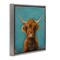 Stupell Industries Highland Cow on Blue Floater Framed Canvas Wall Art Design by LSR Design Studio